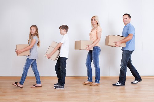 Packed boxes and furniture ready for temporary storage in Chislehurst